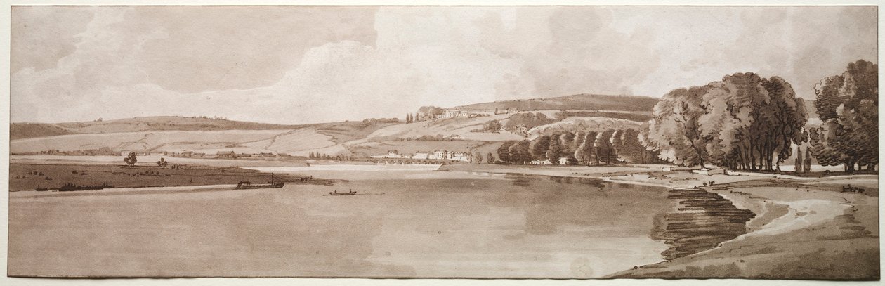 Una Selección de Veinte de las Vistas Más Pintorescas de París: Vista de Belle Vue y Pont de Sèvres, 1802 de Thomas Girtin