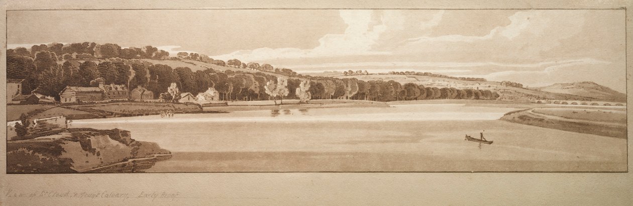 Una Selección de Veinte de las Vistas Más Pintorescas de París: Vista de St. Cloud..., 1802 de Thomas Girtin