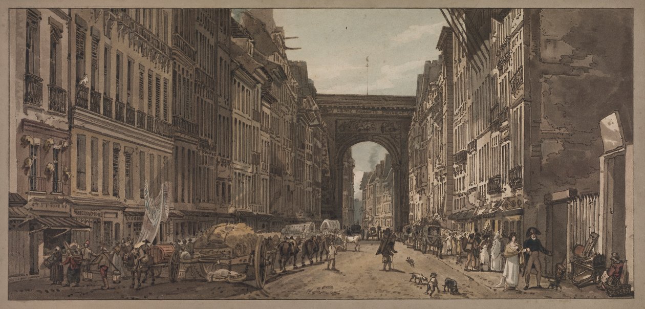 Una selección de veinte de las vistas más pintorescas de París: vista de la puerta de St. Denis tomada desde los suburbios de Thomas Girtin