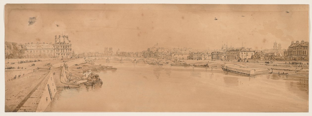 Una Selección de Veinte de las Vistas Más Pintorescas de París: Vista de las Tullerías y el Puente tomada desde el Pont de la Concorde de Thomas Girtin