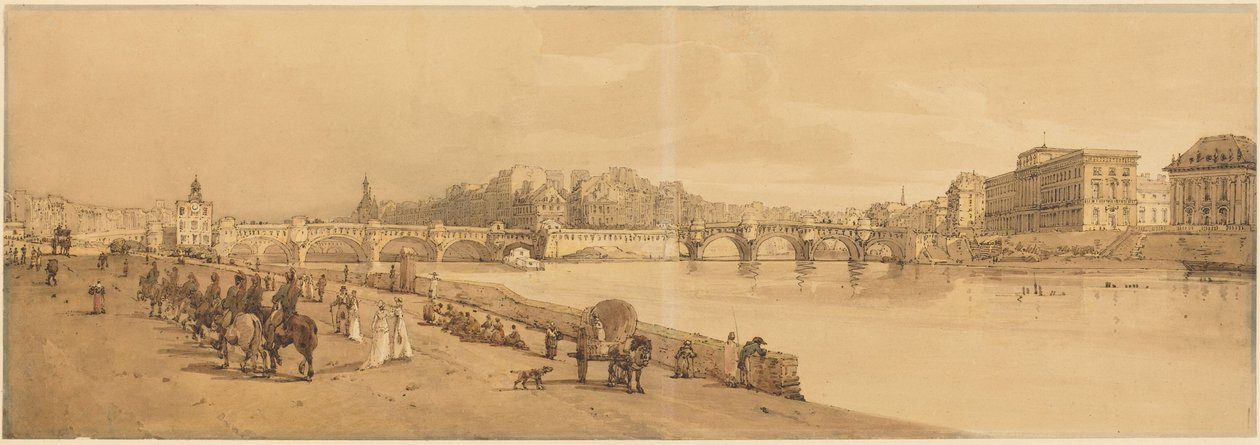 Vista del Pont Neuf, la Casa de la Moneda, etc.: lámina 8 de Thomas Girtin