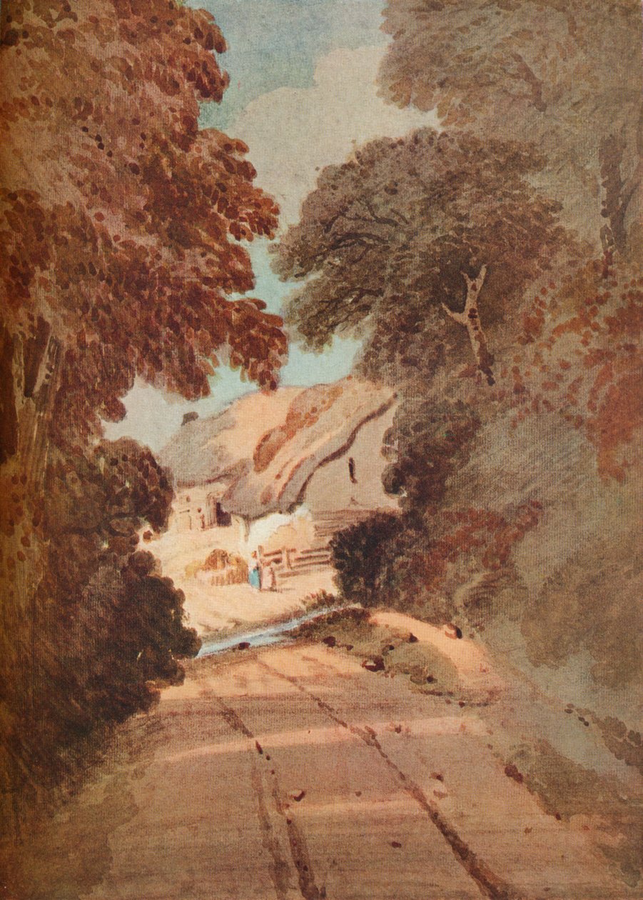 Camino y cabañas, c1800 de Thomas Girtin