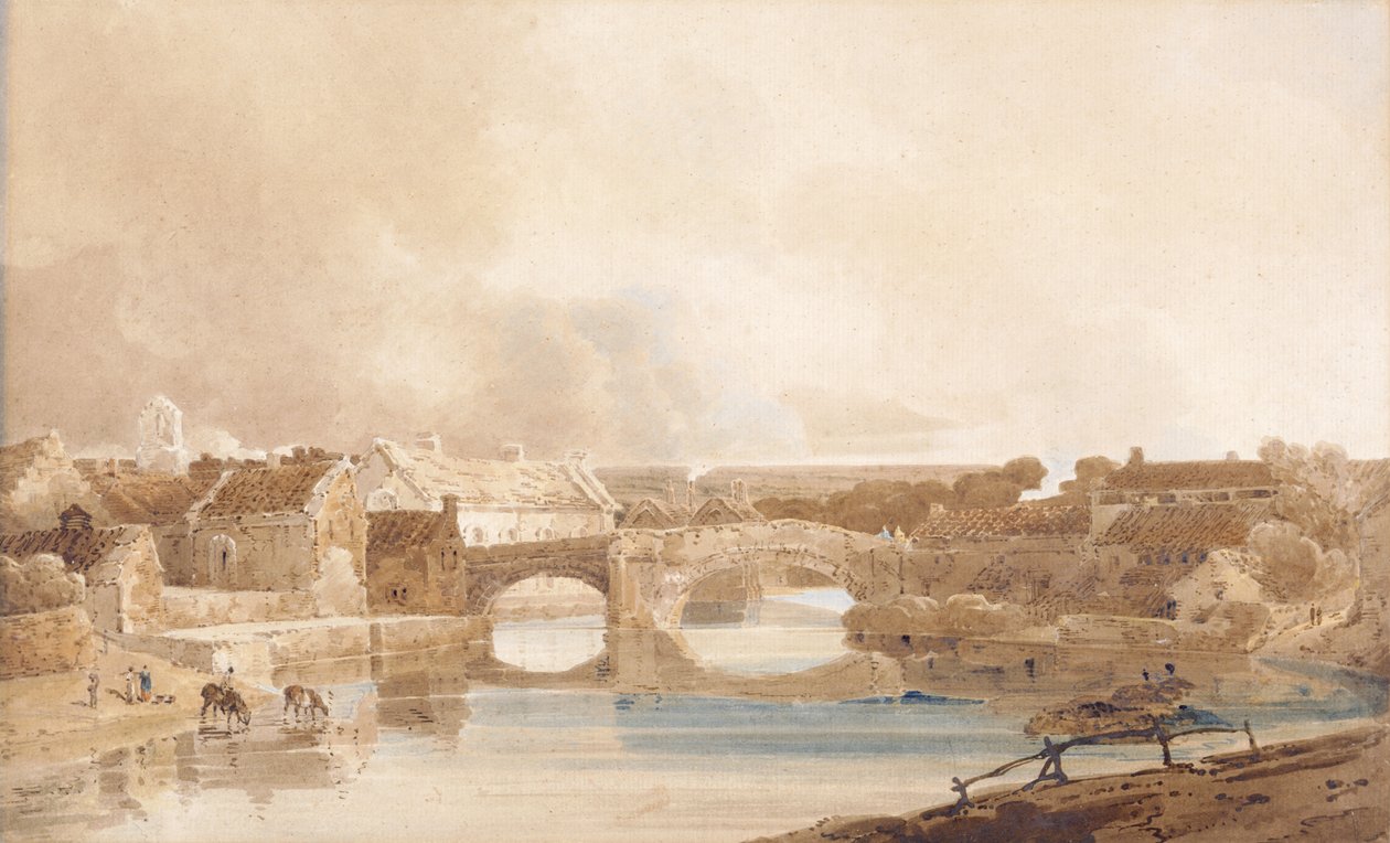 Morpeth Bridge, Northumberland, c.1801 (lápiz y acuarela sobre papel) de Thomas Girtin
