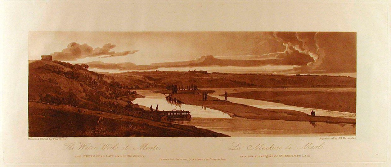 Die Wasserwerke von Marli und St. Germain en Laye in der Ferne de Thomas Girtin