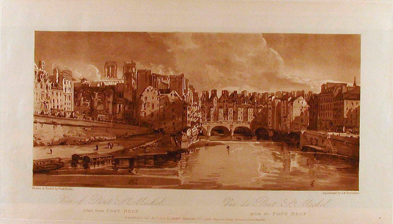 Ansicht der Pont St. Michel vom Pont Neuf aus de Thomas Girtin