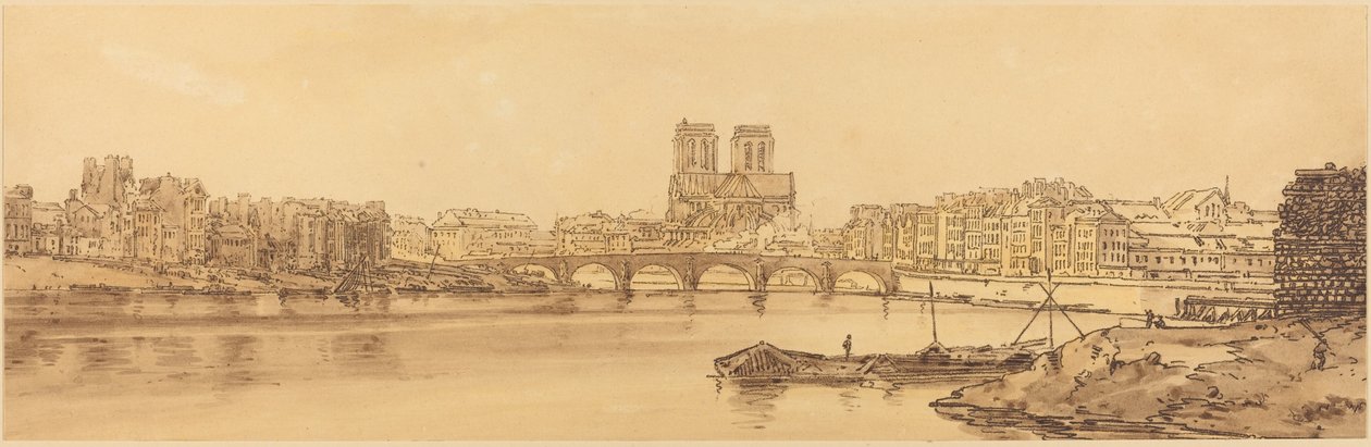 Vista del Pont de la Tournelle y Notre Dame tomada desde el Arsenal: pl.11 de Thomas Girtin