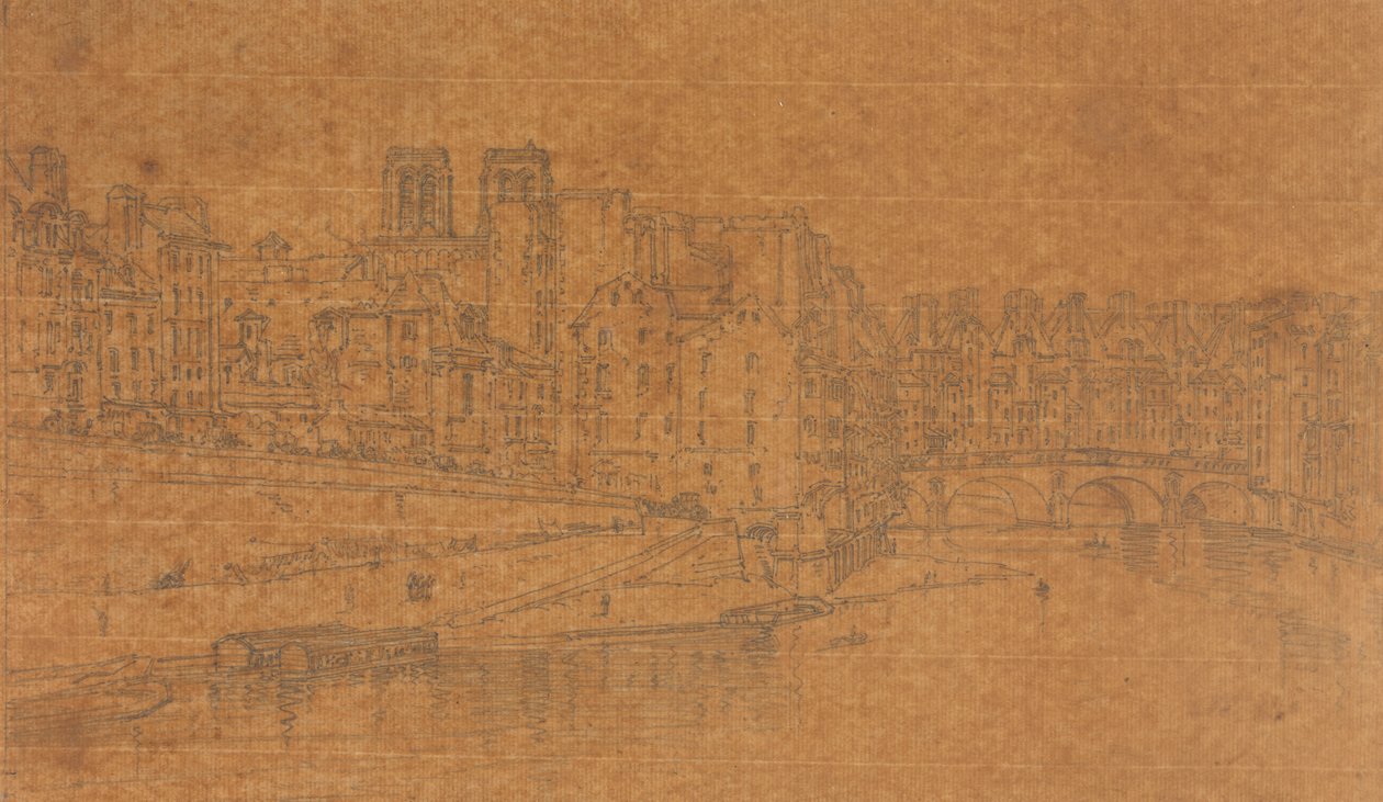 Vista del Pont St.Michel, tomada desde el Pont Neuf, 1803 (estudio para la lámina 4 de Vistas de París) de Thomas Girtin
