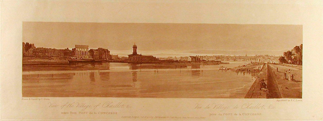 Ansicht des Dorfes Chaillot &c vom Pont de la Concorde aus gesehen de Thomas Girtin