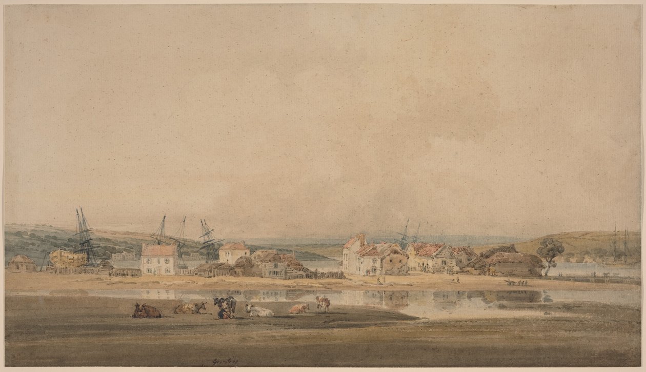 Pueblo junto a un estuario en Devon de Thomas Girtin