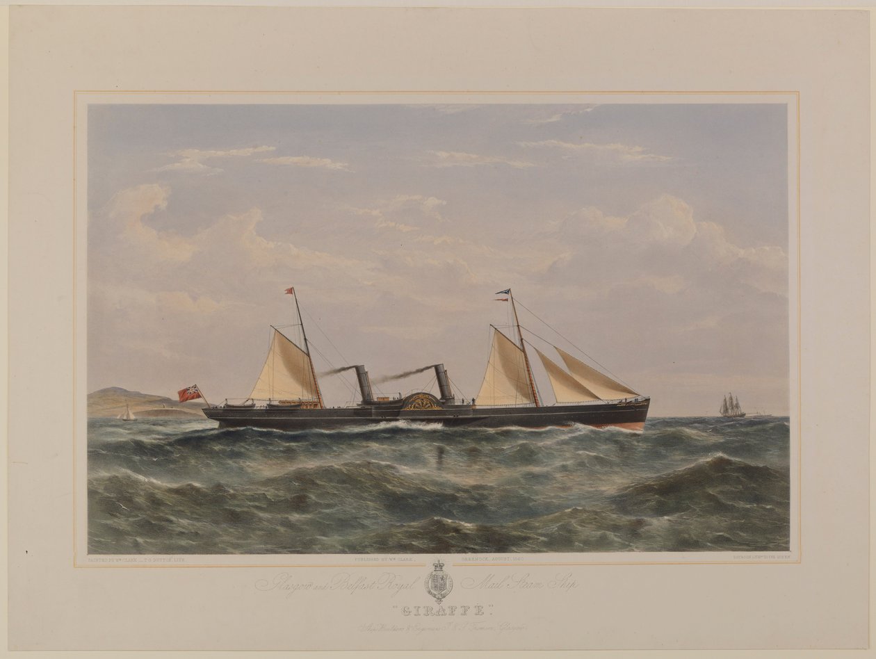 Barco de vapor "Giraffe" del Royal Mail de Glasgow y Belfast de Thomas Goldsworth Dutton