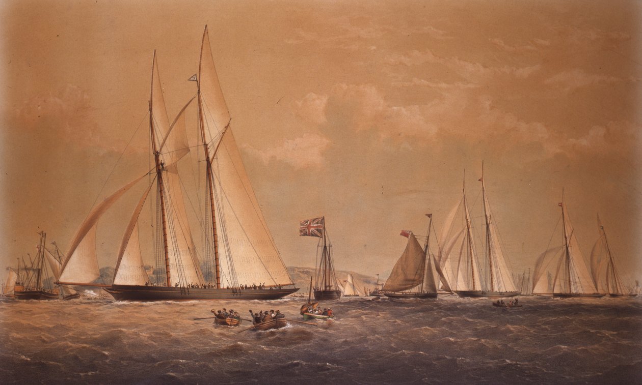 El Cambria ganando la carrera de yates angloamericana, 1868 de Thomas Goldsworth Dutton