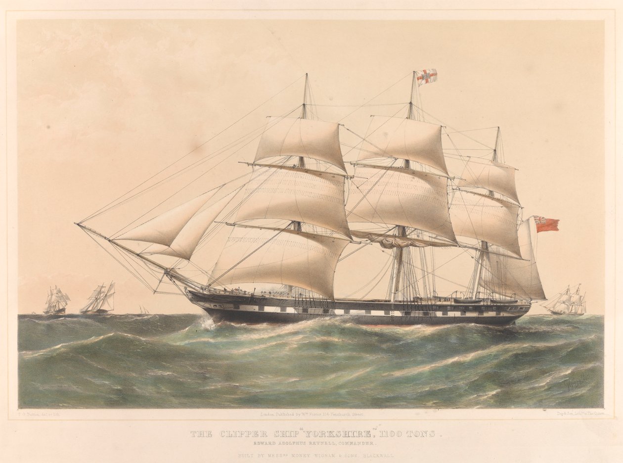 The Clipper Ship Yorkshire 1100 Tons, c.1857-60 (litografía coloreada) de Thomas Goldsworth Dutton