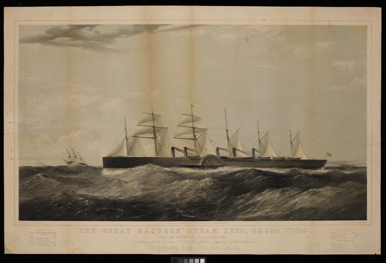 El Gran Barco de Vapor del Este... William, Harrison, Esq, Comandante, Construido para la Eastern Steam Navigation Company bajo la dirección de I K Brunel... de Thomas Goldsworth Dutton
