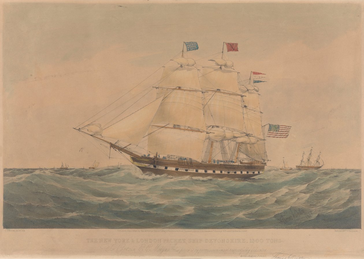 Barco de carga "Devonshire" de 1300 toneladas entre Nueva York y Londres de Thomas Goldsworth Dutton