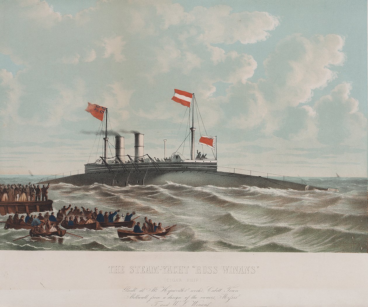 El yate de vapor Ross Winan (barco de cigarros), construido en Millwall (Inglaterra). Litografía (33,1x43,4 cm), por Thomas Goldsworth Dutton (hacia 1819-1891). de Thomas Goldsworth Dutton
