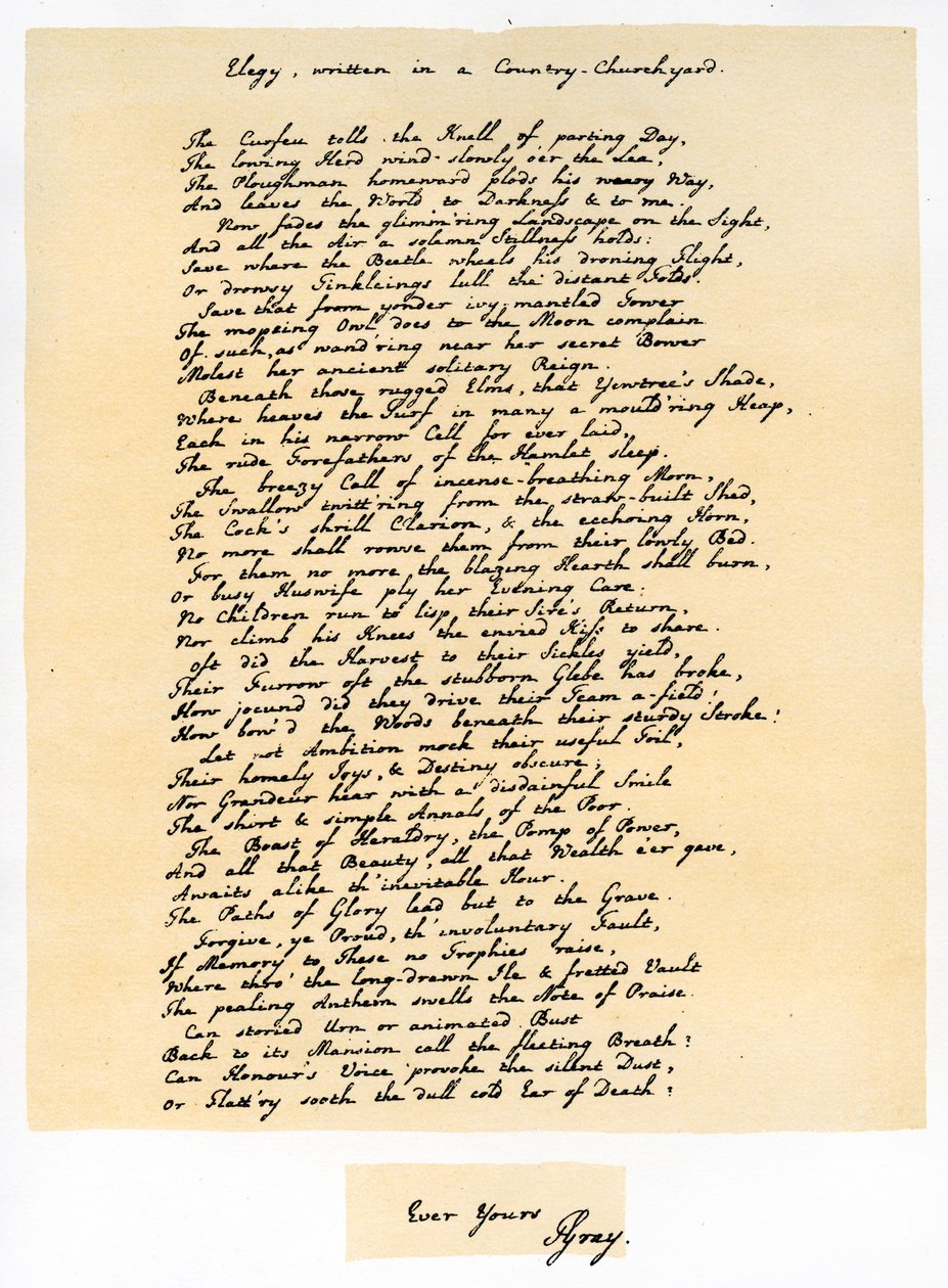 Elegía, escrita en un Cementerio de Campo, 18 de diciembre de 1750 de Thomas Gray