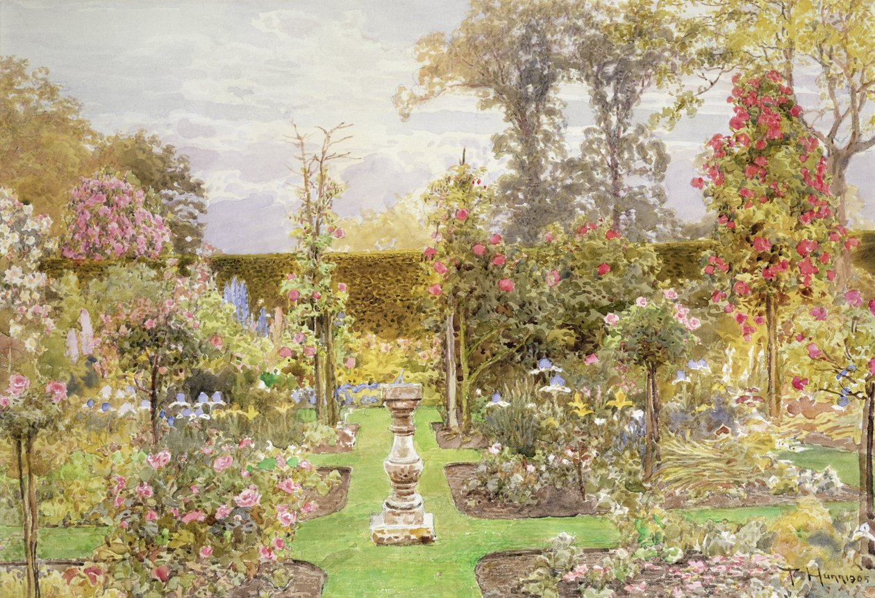 El reloj de sol en el jardín de rosas de Thomas H. Hunn