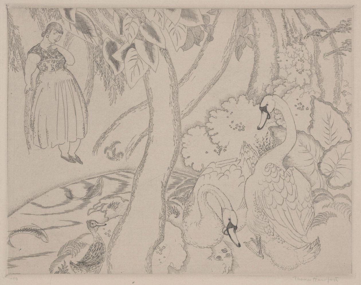 Leda, c.1928 (grabado) de Thomas Handforth