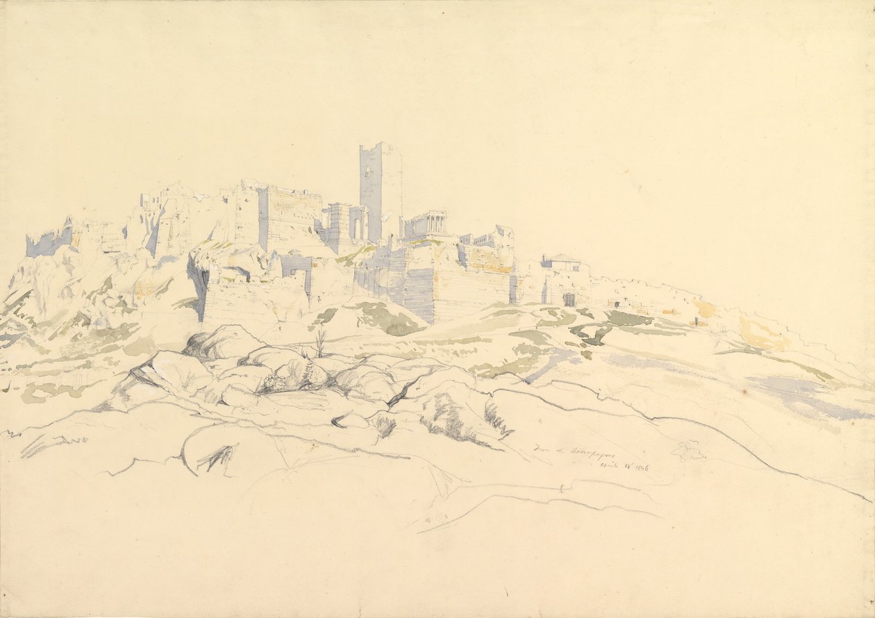 La Acrópolis desde el Areópago, Atenas, 24 de abril de 1846 de Thomas Hartley Cromek