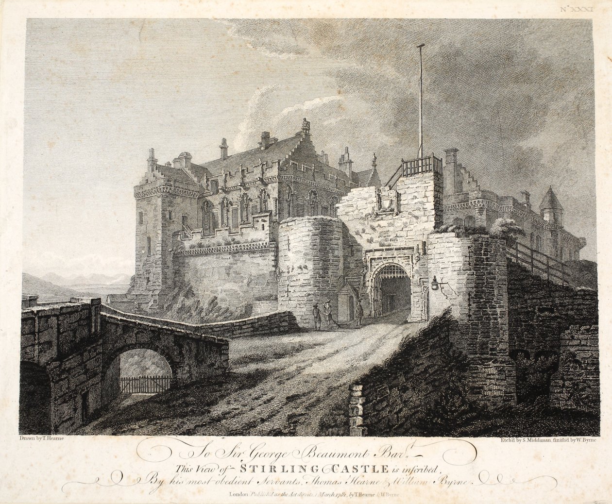 Vista del Castillo de Stirling, grabado por William Byrne, pub. 1781 de Thomas Hearne