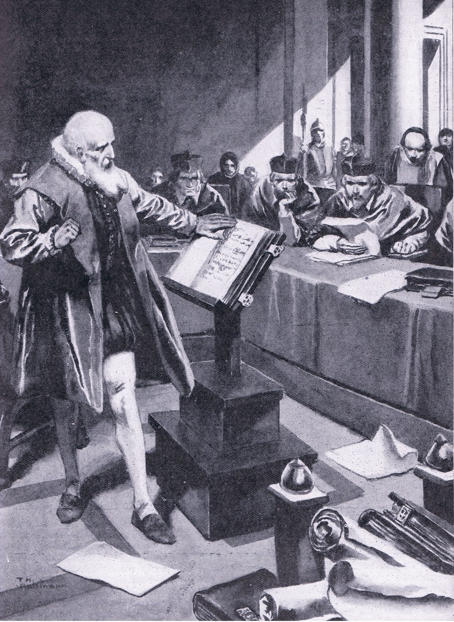 Galileo comparece ante los cardenales en Roma, ilustración de 