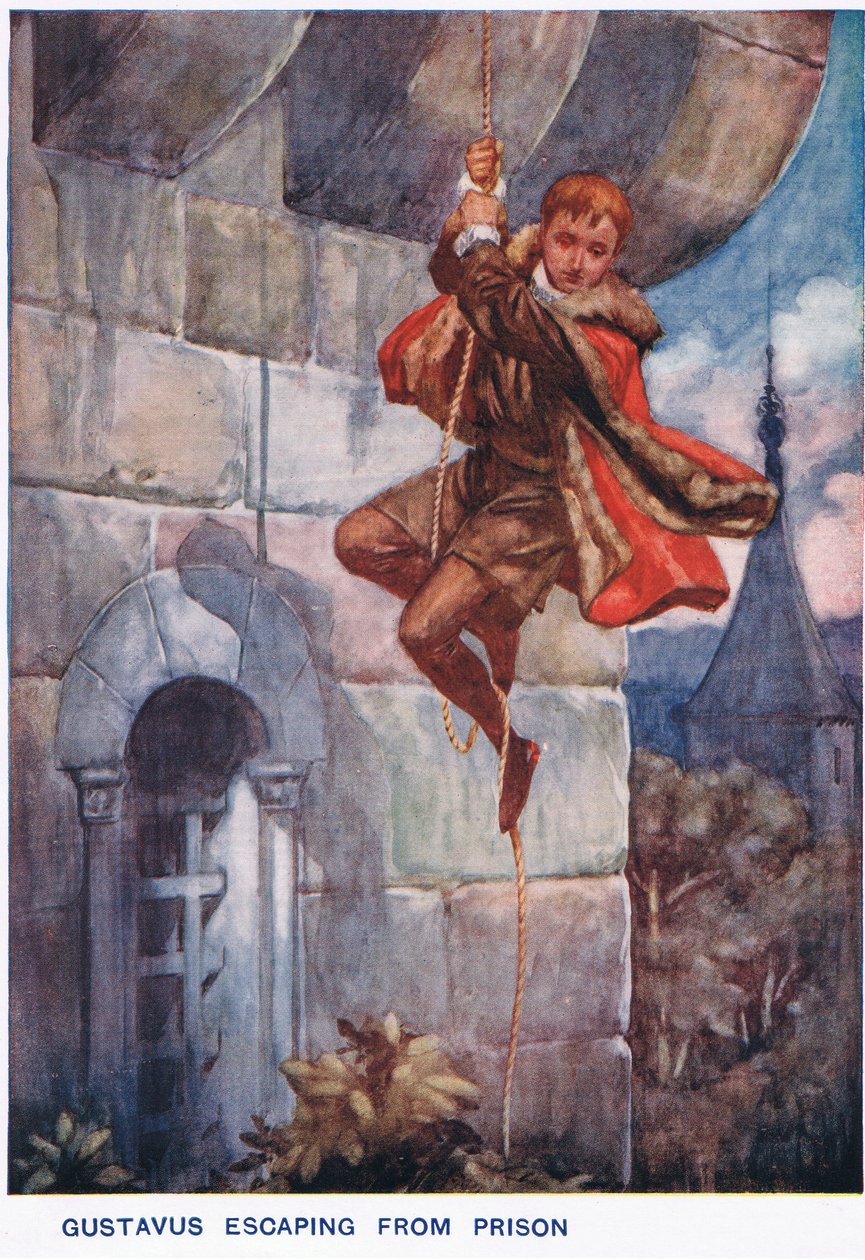 Gustavus escapa de prisión de Thomas Heath Robinson