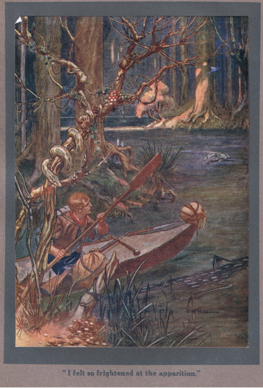 Sentí tanto miedo ante la aparición (litografía en color) de Thomas Heath Robinson