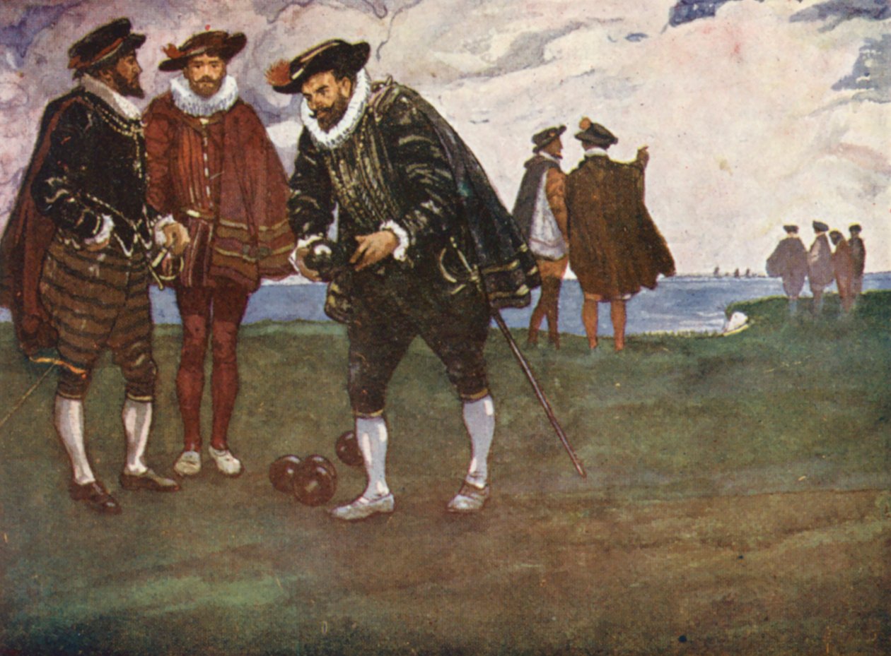 Ilustración de la vida de Sir Francis Drake (litografía en color) de Thomas Heath Robinson