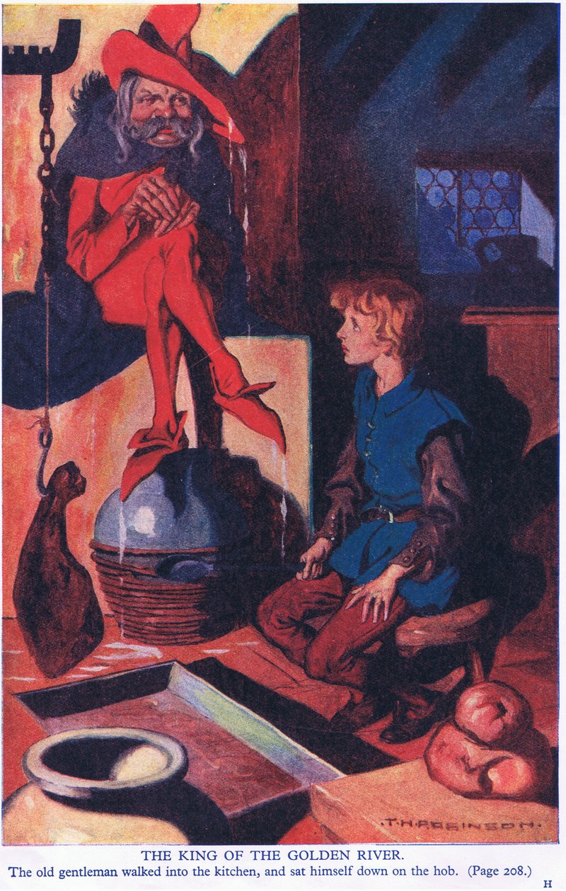 El rey del río dorado (litografía en color) de Thomas Heath Robinson