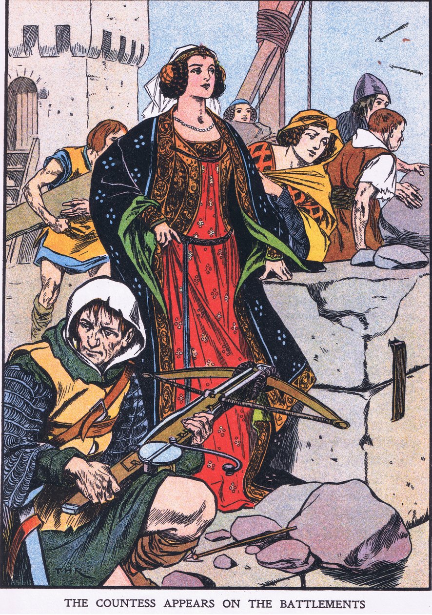 La condesa aparece en las almenas (litografía en color) de Thomas Heath Robinson