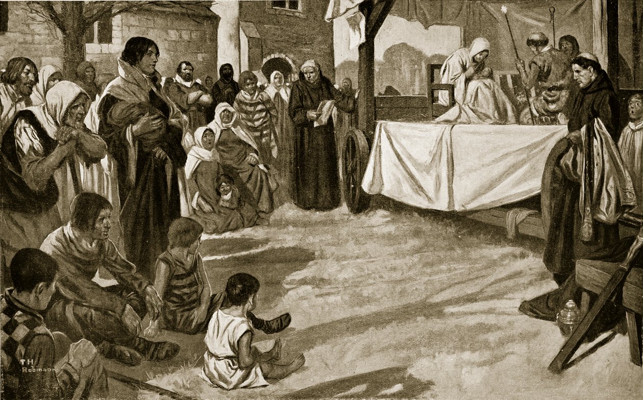 Representación de una obra de misterio, ilustración de "Hutchinson