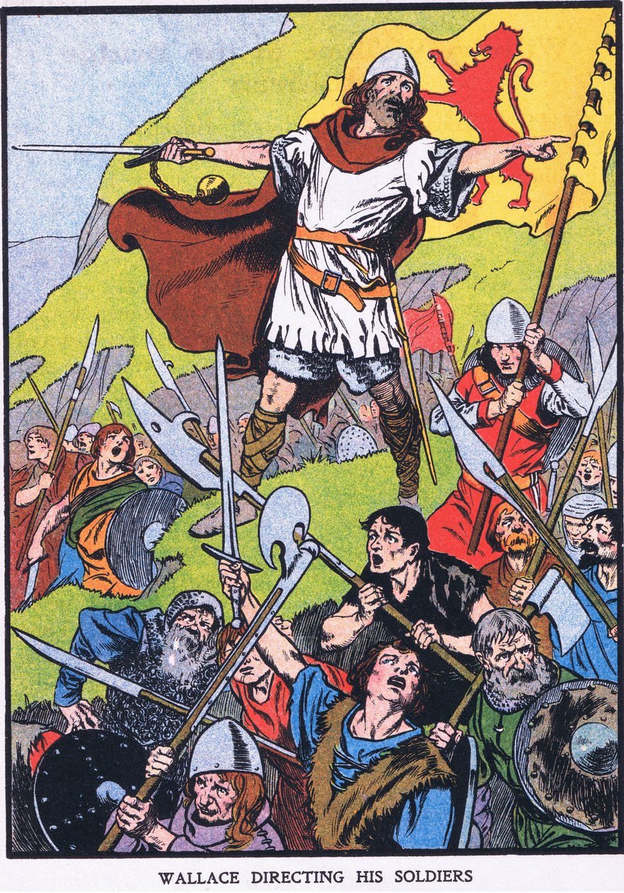 Wallace dirigiendo a sus soldados (litografía en color) de Thomas Heath Robinson