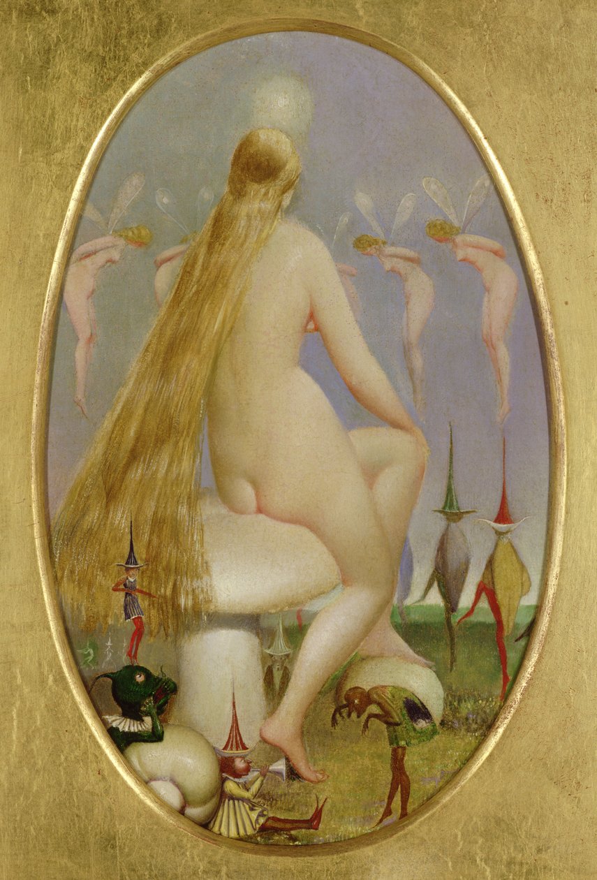 Hada sentada en un hongo, c.1860 de Thomas Heatherley