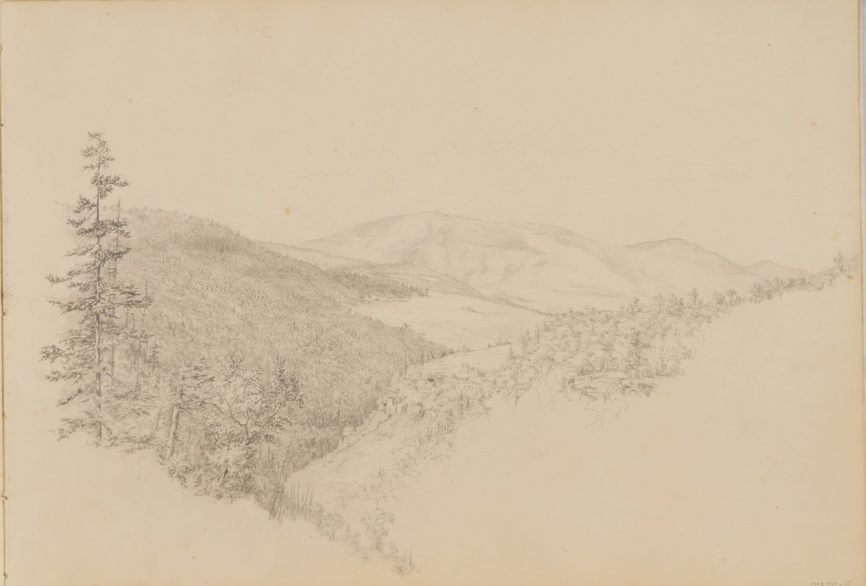 Kauterskill Clove del cuaderno de bocetos de paisajes y temas animales, ca. 1860-64 de Thomas Hewes Hinckley