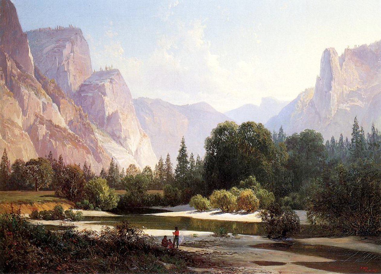 Campamento indio Piute, Yosemite, 1890 de Thomas Hill