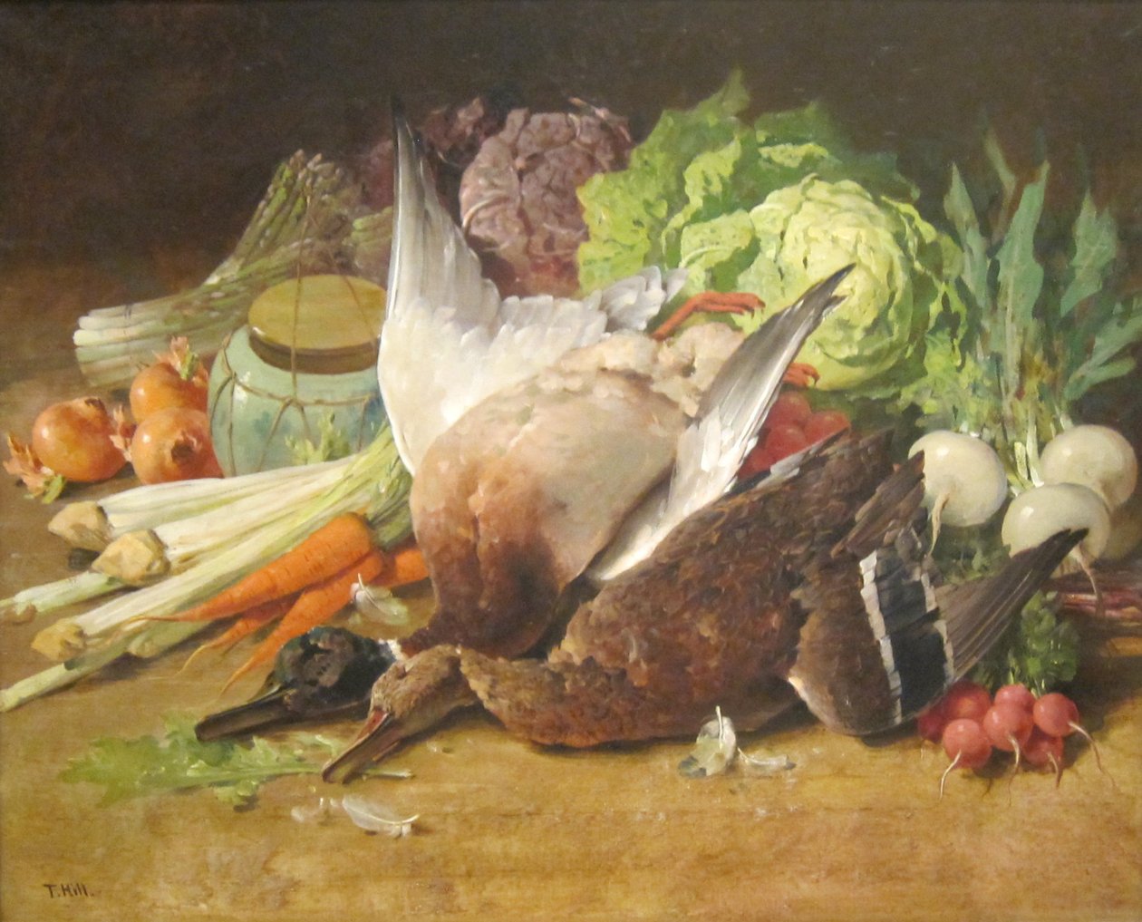 Bodegón con patos y verduras de Thomas Hill
