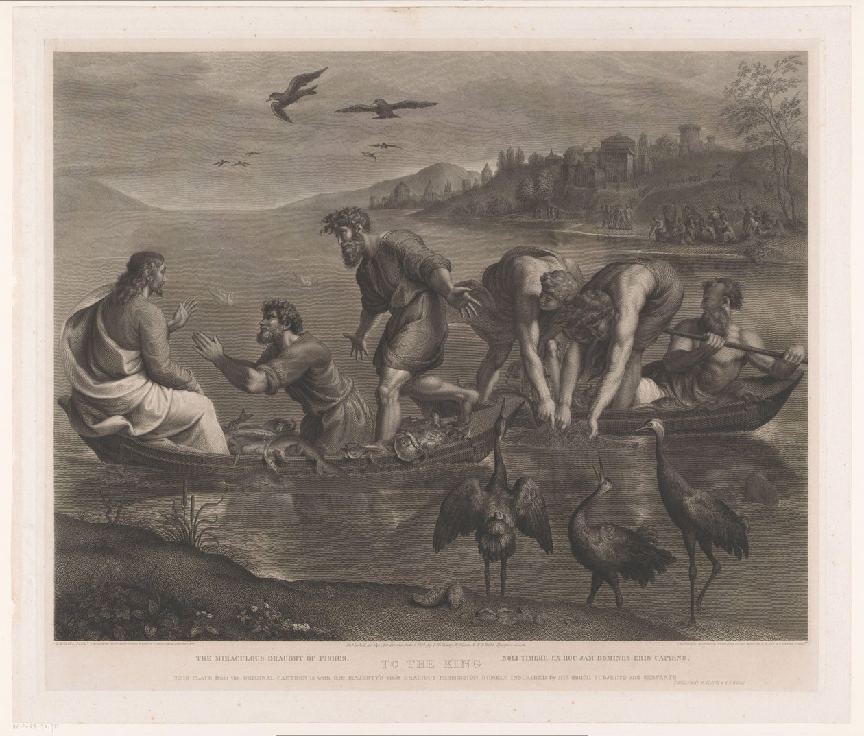 captura milagrosa La corriente milagrosa de los peces / Noli timere: ex hoc jam homines eris capiens (título sobre el objeto) Impresiones después de Raphael (título de la serie) Los dibujos animados de Raphael (título de la serie) de Thomas Holloway
