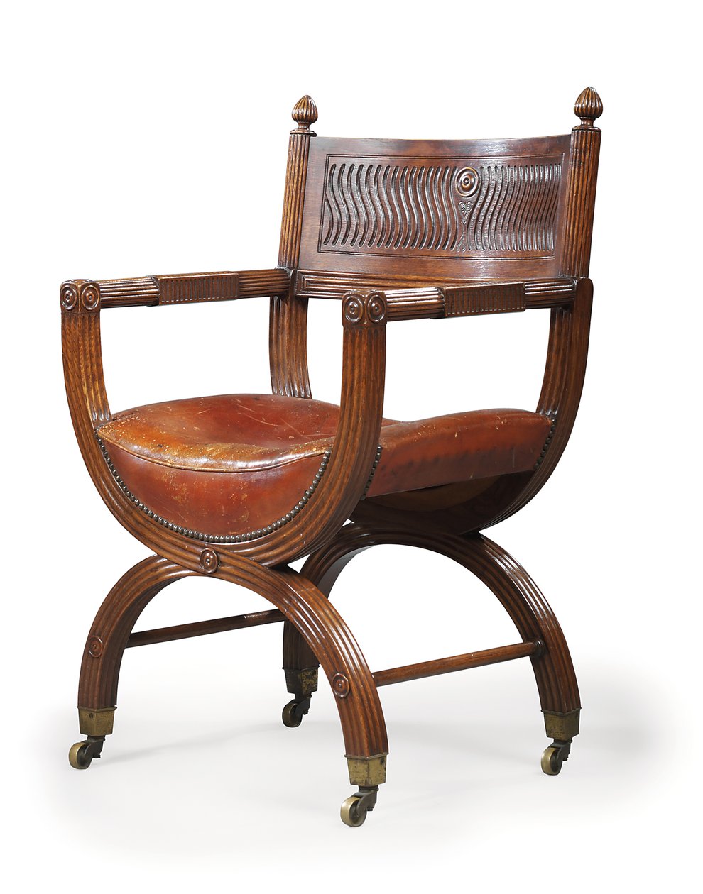 Sillón de marco en X de caoba de finales de la época victoriana, atribuido a Marsh, Jones & Cribb, después de un diseño de Thomas Hope, c.1880 de Thomas Hope