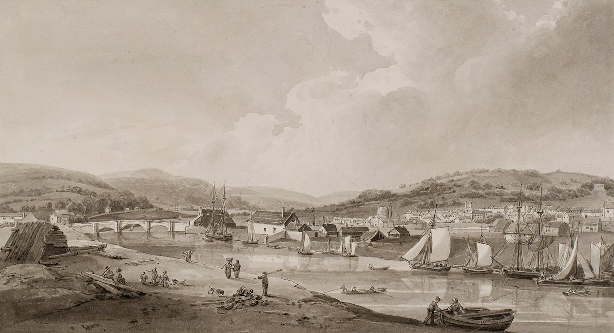 Neath, from the South Side of the River (acuarela y lápiz sobre papel) de Thomas Hornor