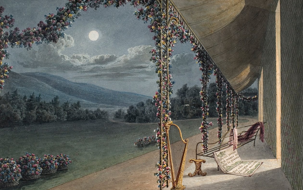 Rheola, Escena del salón (acuarela y lápiz sobre papel) de Thomas Hornor