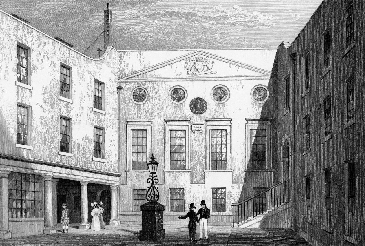 Salón de los Boticarios, Pilgrim St., Blackfriars, grabado por J. Hinchliff, 1831 de Thomas Hosmer Shepherd
