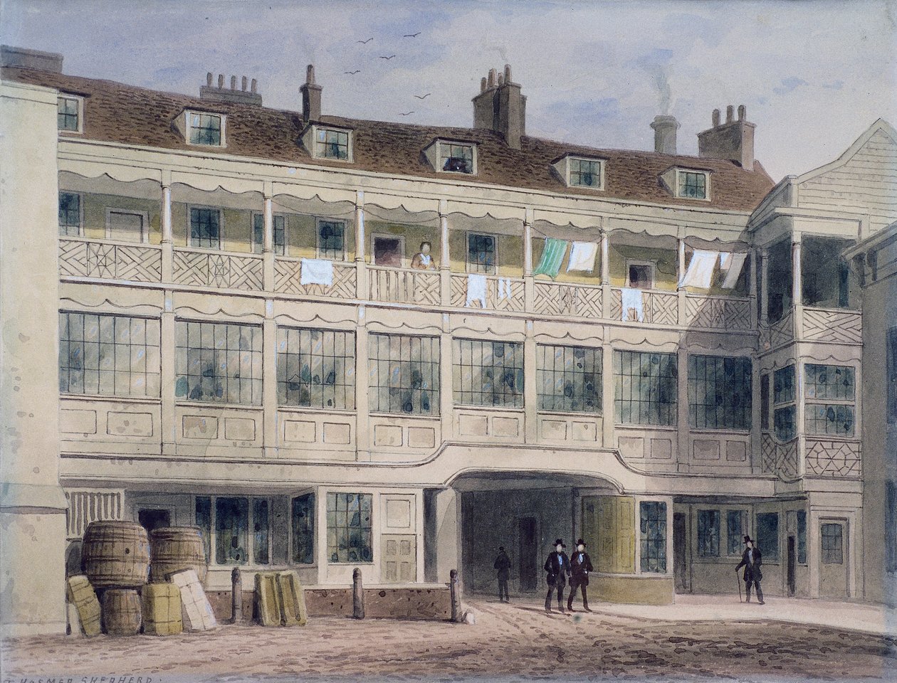 Belle Sauvage Yard, Ludgate Hill, Londres, c. 1850 de Thomas Hosmer Shepherd