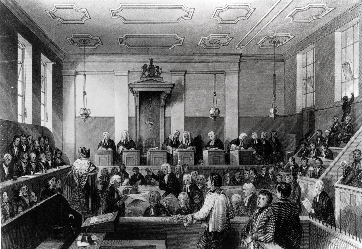 Tribunal Penal Central, The Old Bailey, grabado por H. Melville de Thomas Hosmer Shepherd