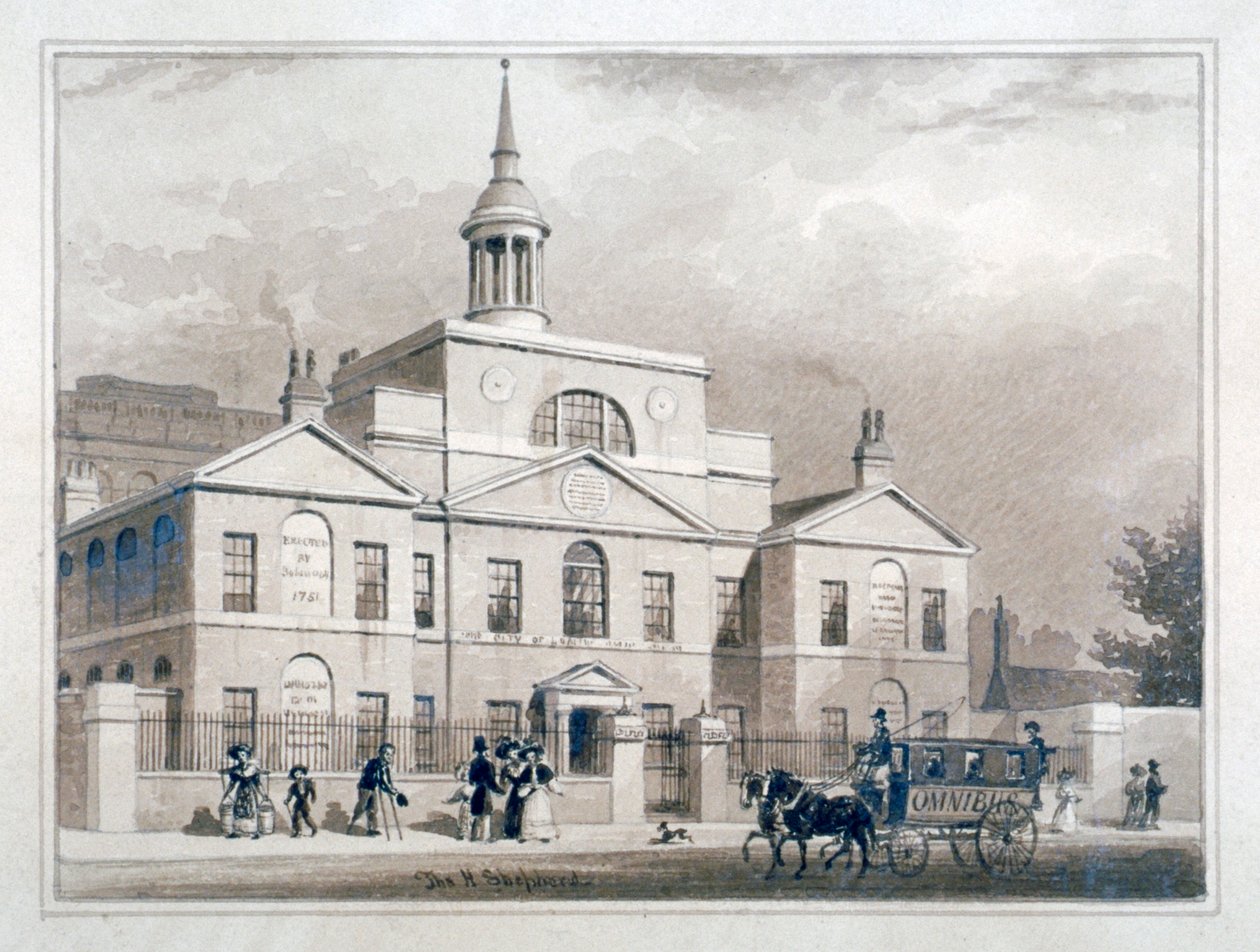 Hospital de Maternidad de la Ciudad de Londres, City Road, Finsbury, Londres, c. 1827 de Thomas Hosmer Shepherd