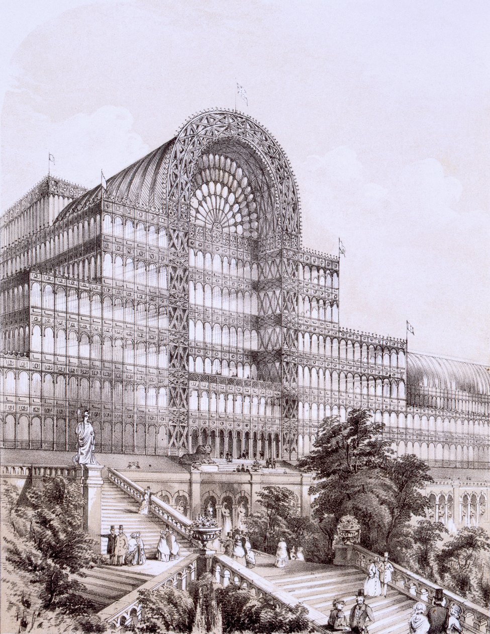 Palacio de Cristal en Sydenham, el frente del Gran Transepto, c.1851-55 de Thomas Hosmer Shepherd