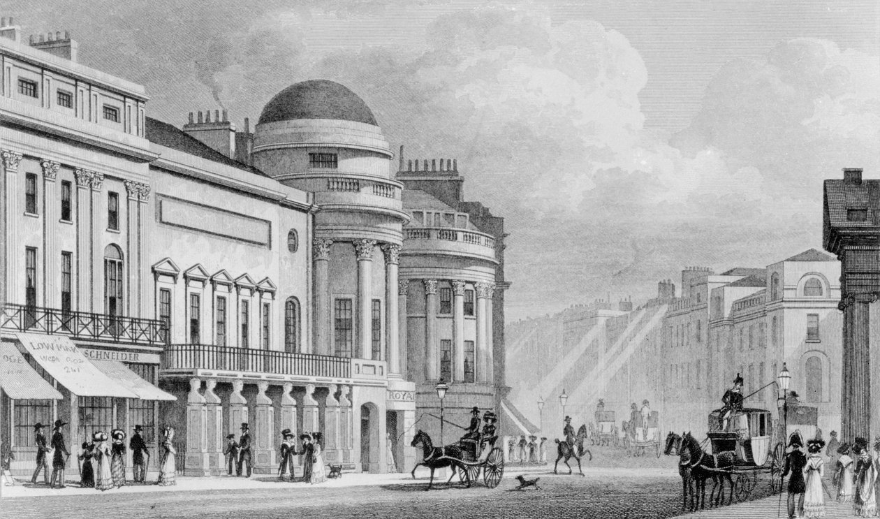 Institución Armónica, Regent Street, Londres. 1827 de Thomas Hosmer Shepherd