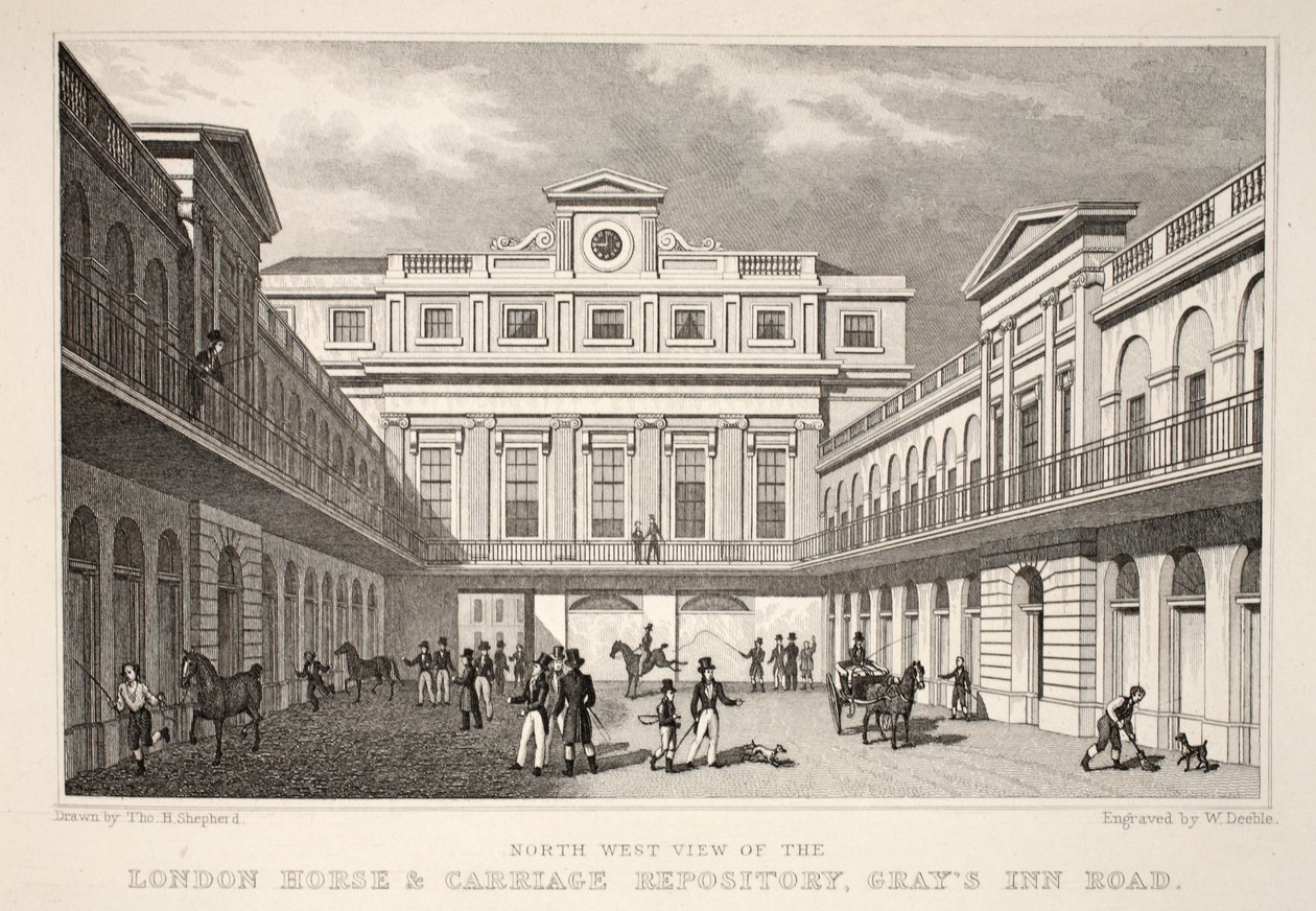 Vista N.O. del Depósito de Caballos y Carruajes de Londres, de 