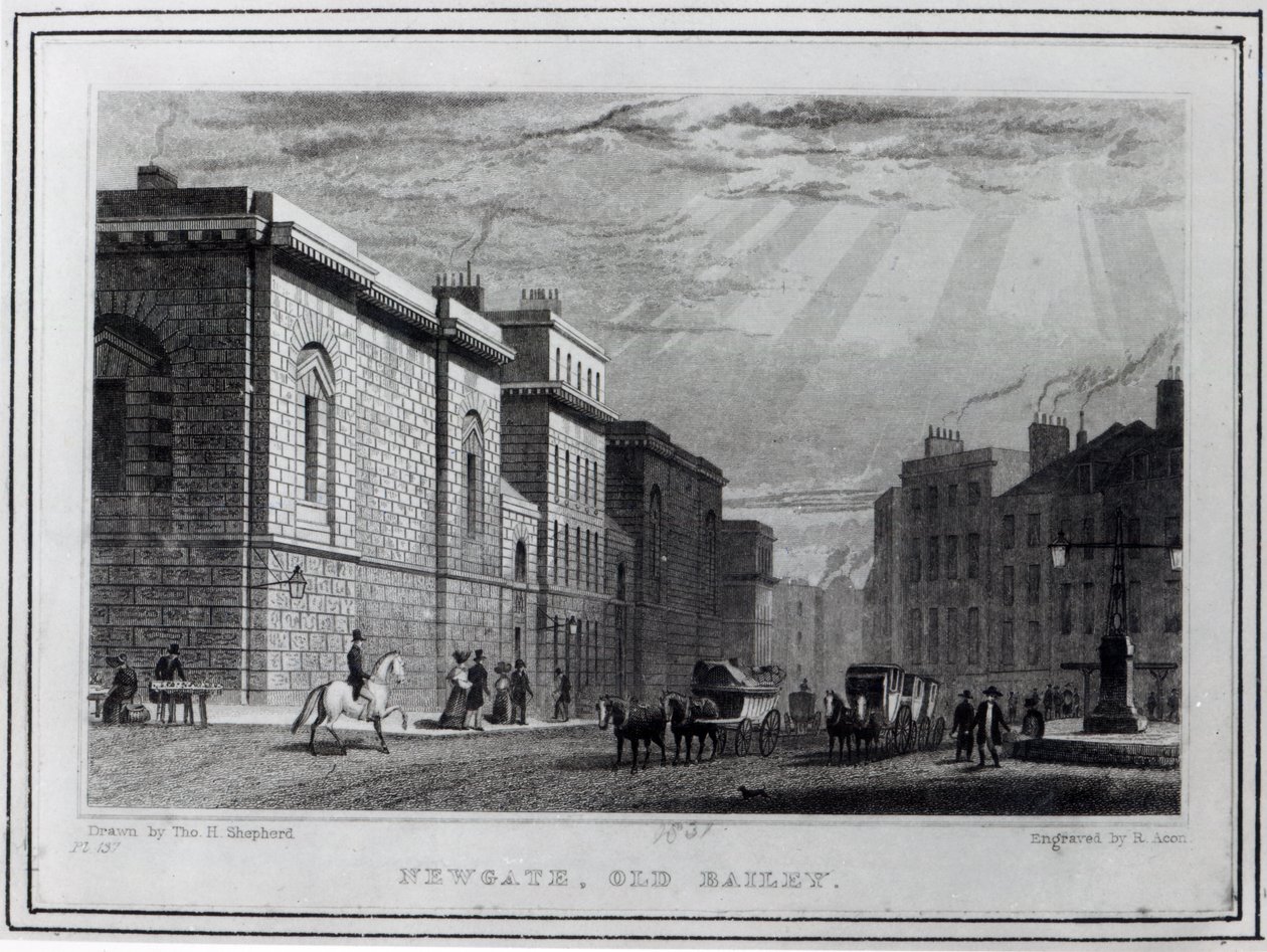 Prisión de Newgate y el Old Bailey, grabado por Robert Acon, 1831 de Thomas Hosmer Shepherd