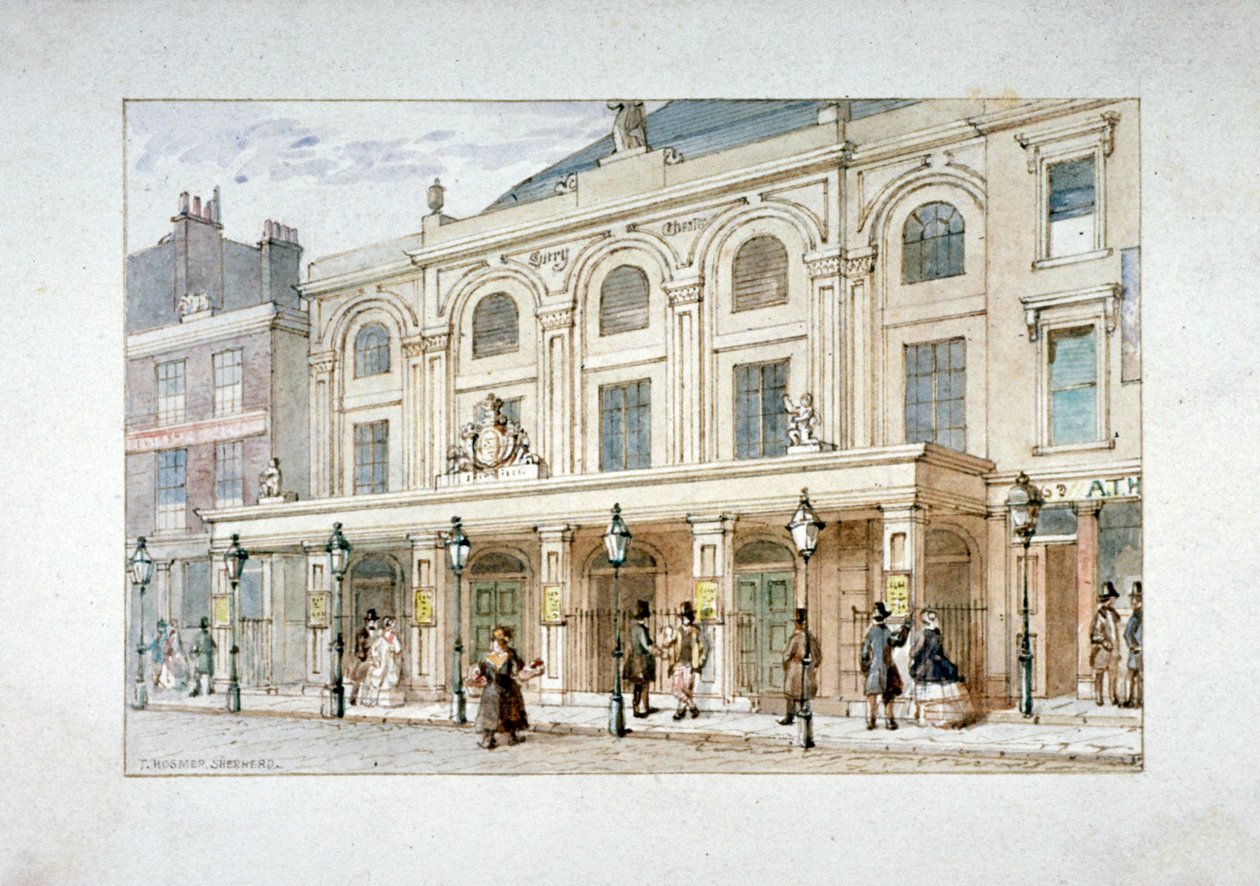 Teatro de Surrey y Casa de Café de Surrey en Blackfriars Road, Southwark, Londres, c. 1835 de Thomas Hosmer Shepherd