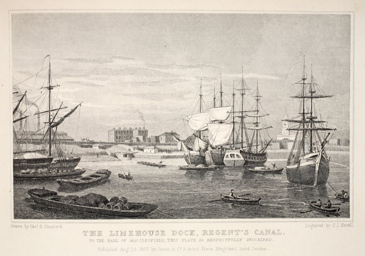 El muelle de Limehouse, canal de Regent, de 